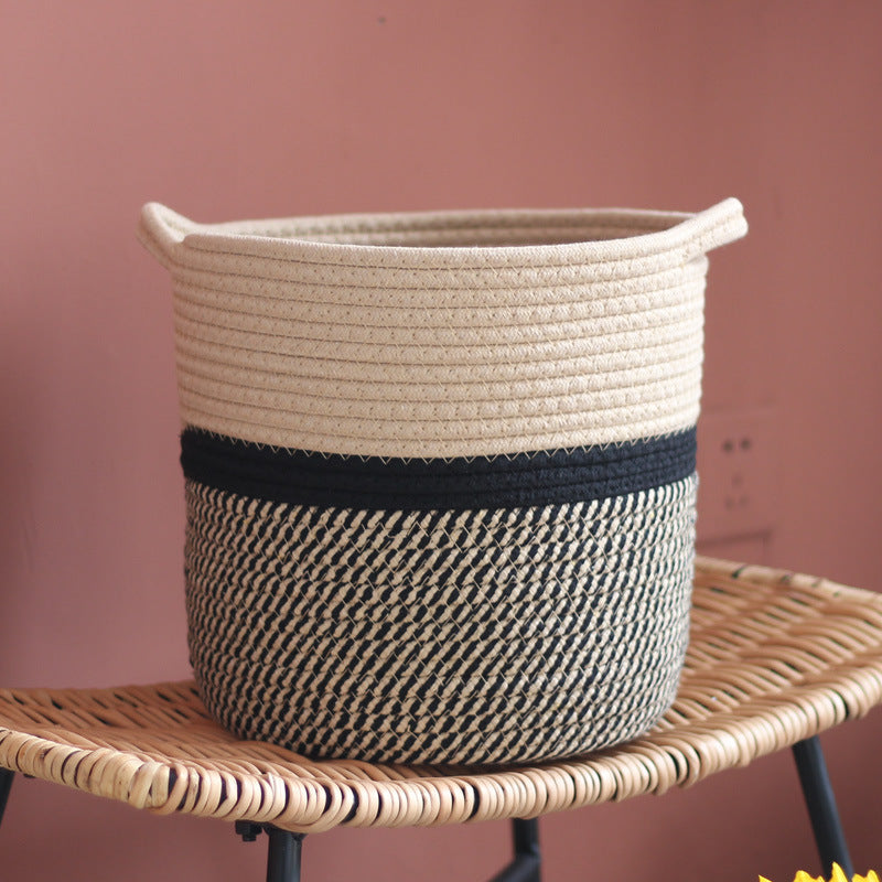 Handcrafted storage basket with handles