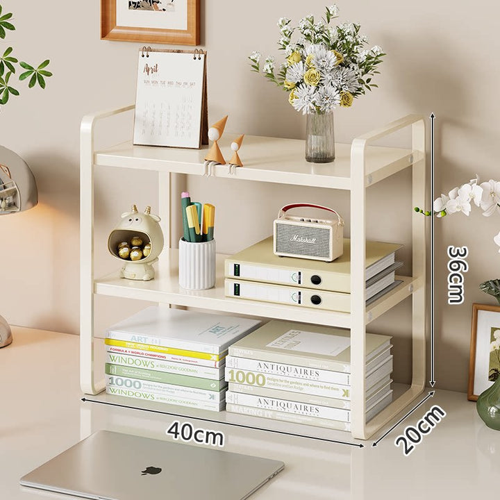 Compact Metal Stacked Desk Shelf Organizer with Open Frame Elevated Display