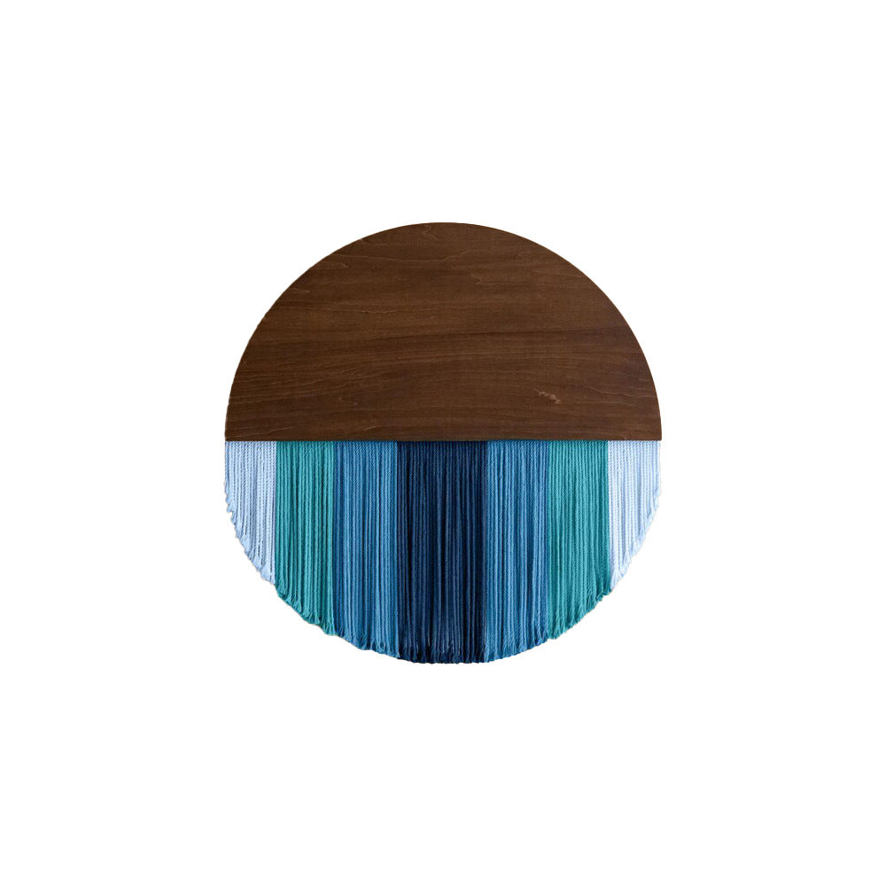Wall hanging made of dyed yarn and wood