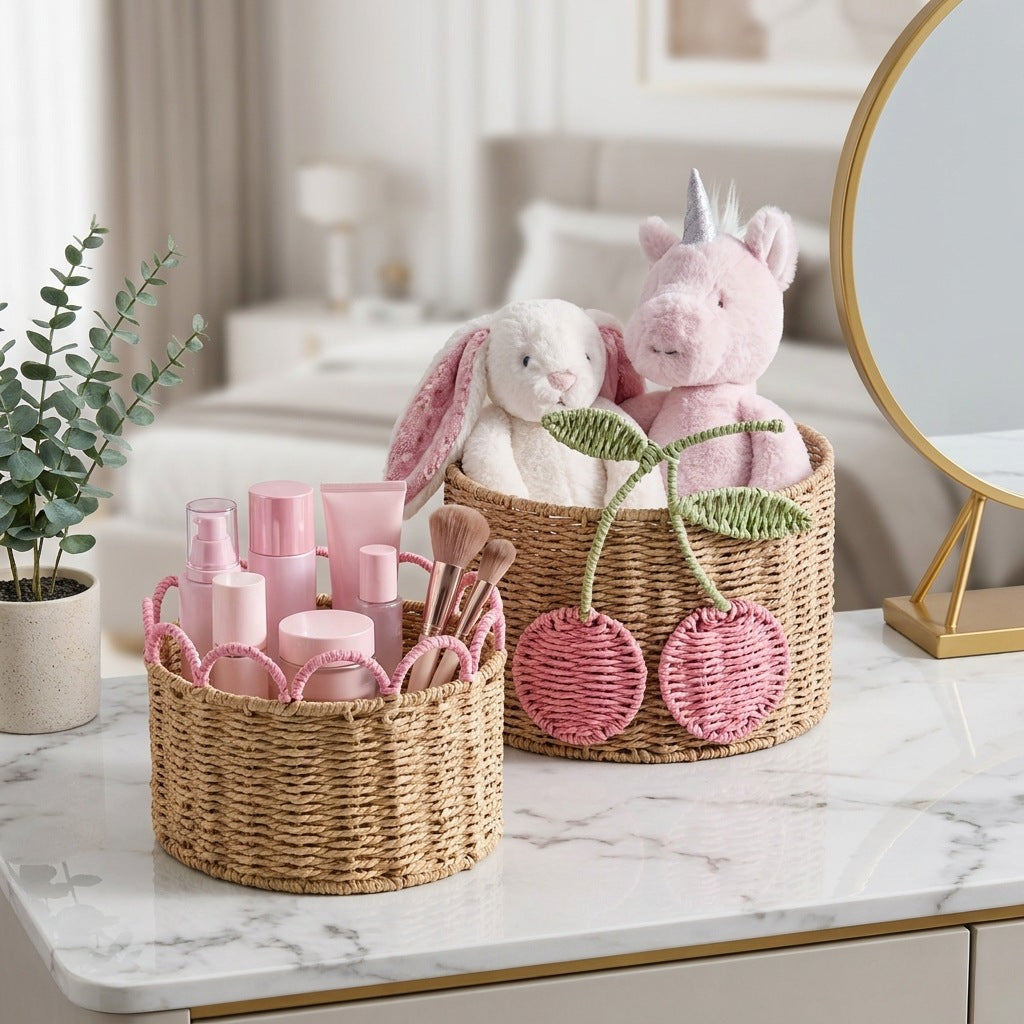 Decorative storage basket with wave pattern