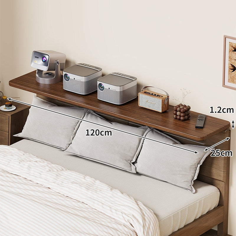 Wall-Mounted Slim Floating Headboard Shelf with Rounded Corners and Concealed Brackets