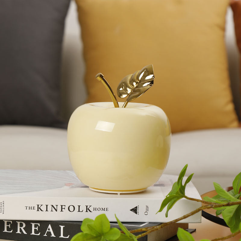 Ceramic Apple Table Lamp with Brass Rod and Metal Base