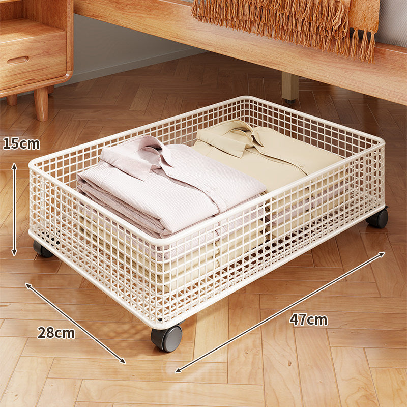Under-Bed Rolling Mesh Storage Basket with Castor Wheels