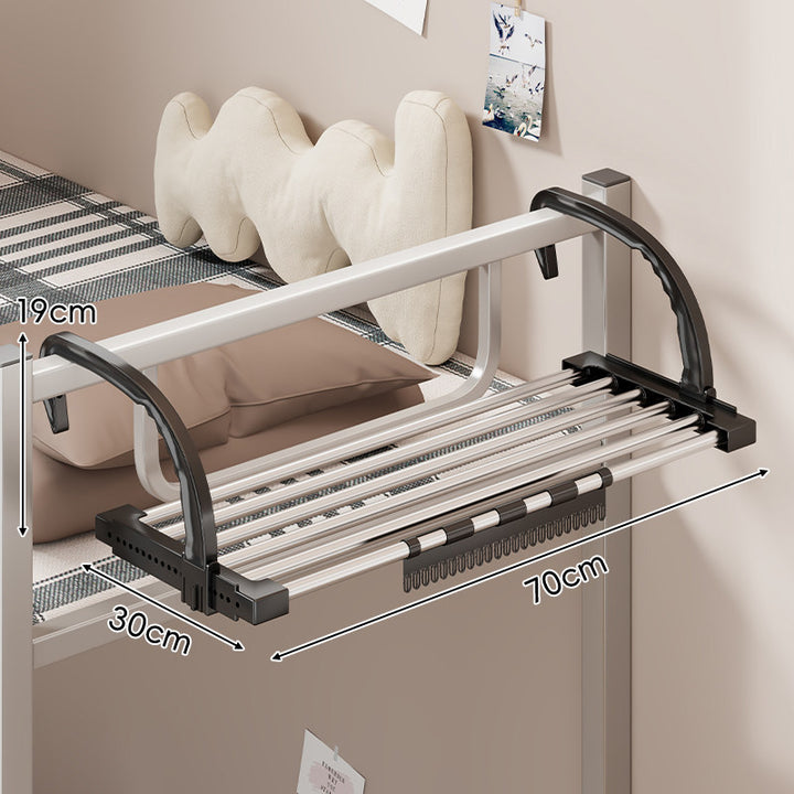 Expandable Over-Rail Telescopic Clothes Drying Rack with Multiple Stainless Steel Rods