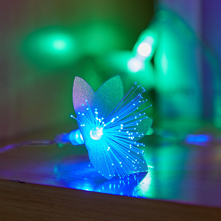 Decorative flower-shaped LED garland with fiber optic glitter for table and shelf