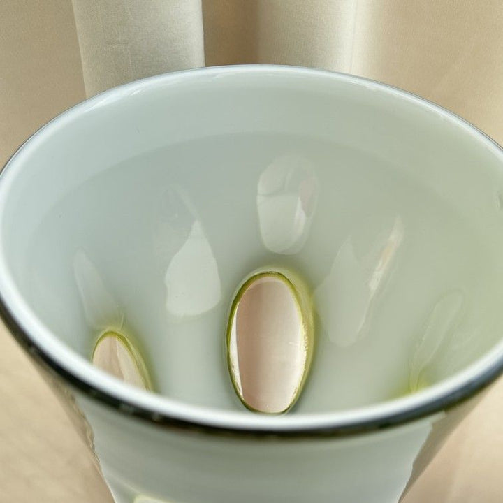 Hand-Blown Tall Pedestal Goblet-Form Glass Vase with Stacked Knob Stem