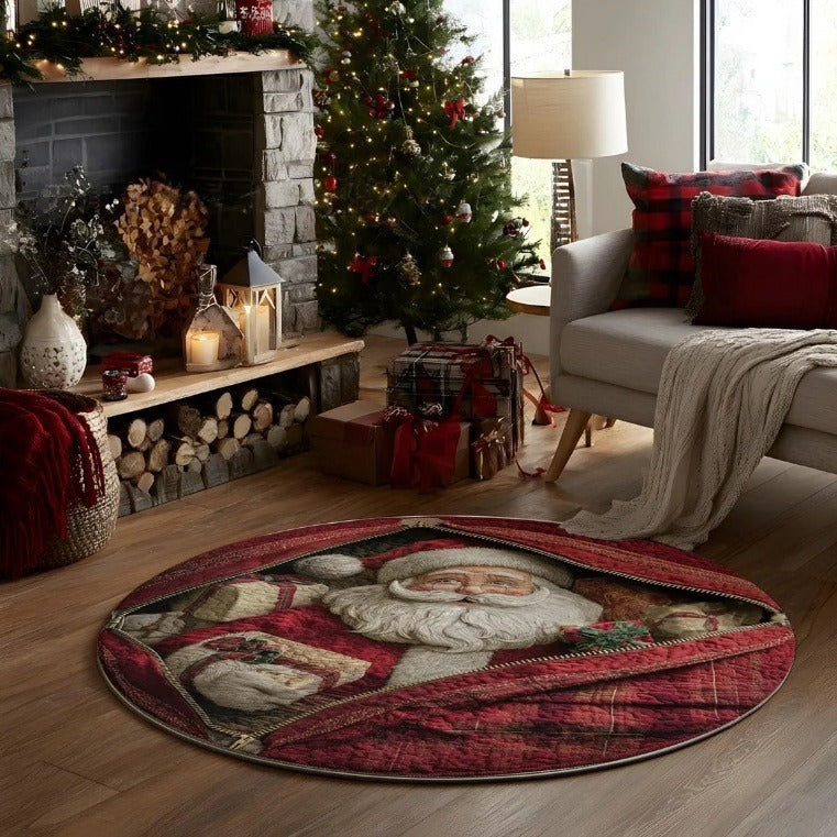 3D Holiday-Themed Circular Area Rug for Home