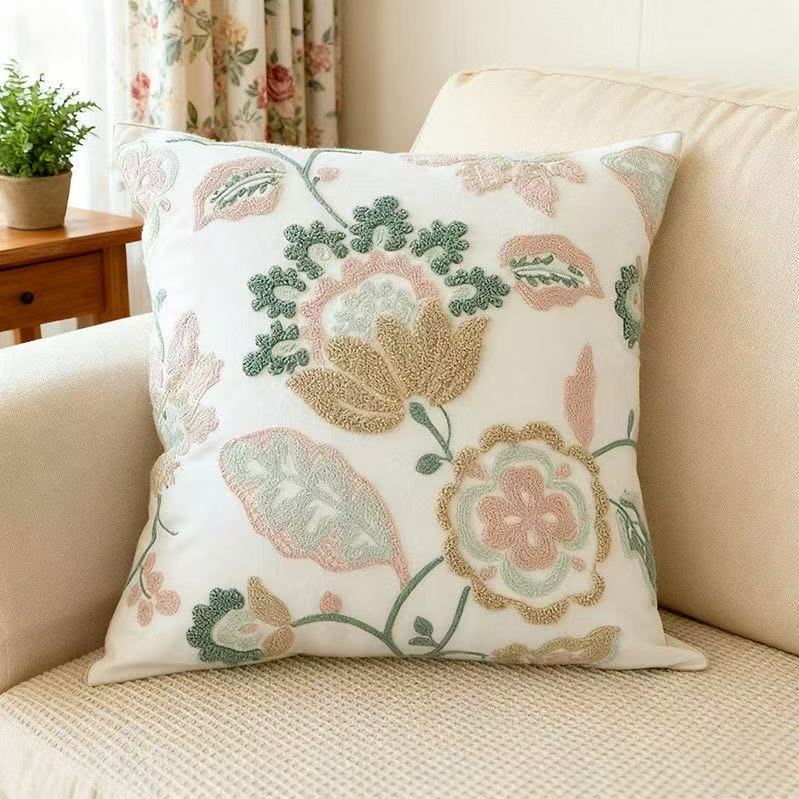 Embroidered Floral Cushion
