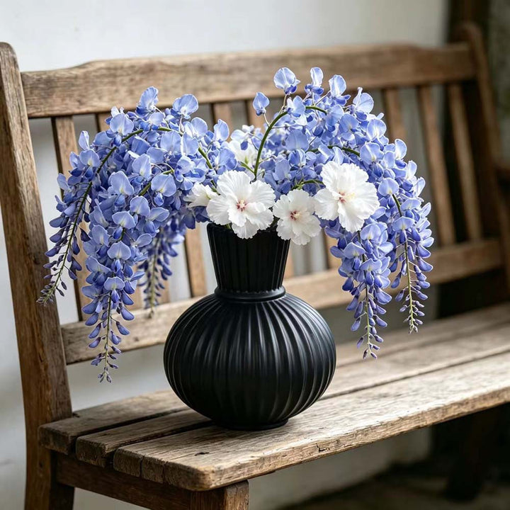 Elegant Ribbed Ceramic Vase