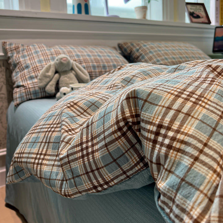 Soft Cotton Checkered Duvet Cover Set