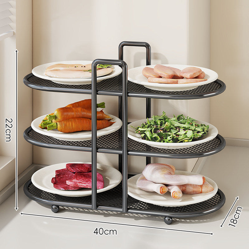 Tri-Level Oval Mesh Corner Countertop Pantry Organizer