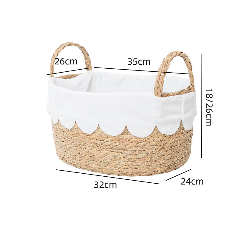 Decorative Woven Storage Basket with Scalloped Edges