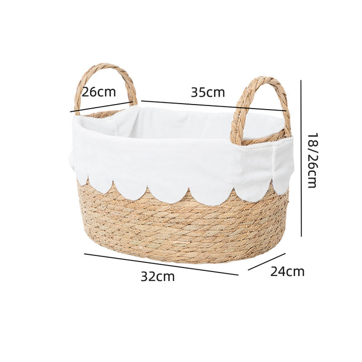 Decorative Woven Storage Basket with Scalloped Edges