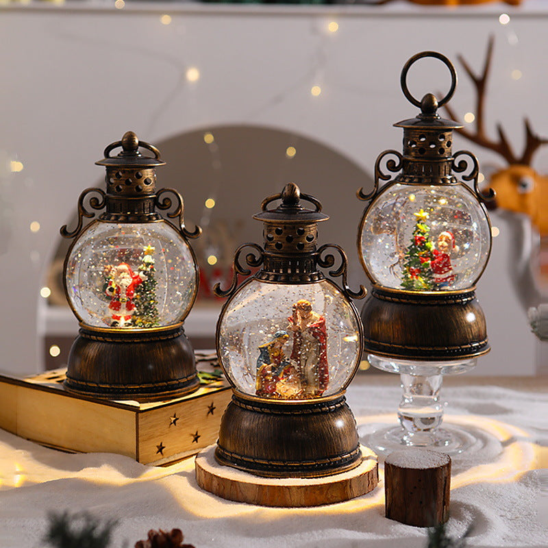 Nostalgic Christmas lantern with snow globe