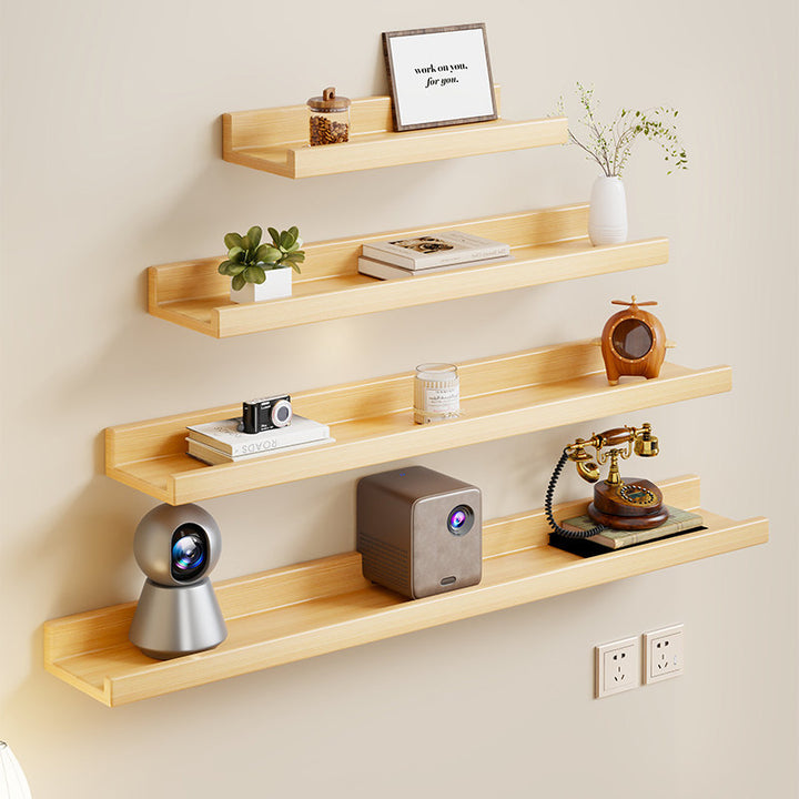 Wall-Mounted Floating Display Shelf with Raised Lip Concealed Brackets