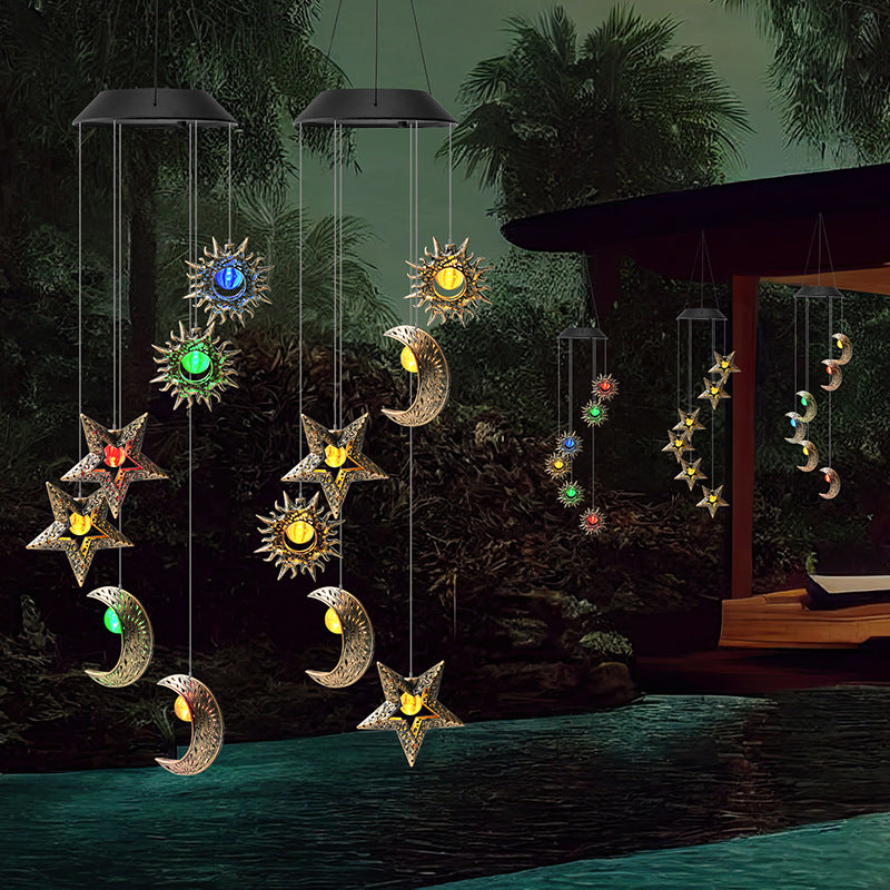 Outdoor Metal Star Wind Chime with Resonating Aluminum Tubes