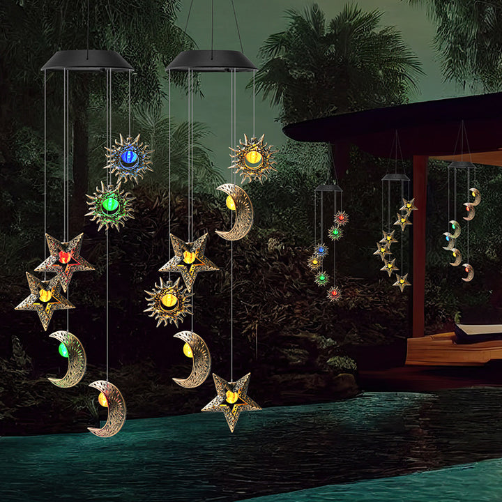 Outdoor Metal Star Wind Chime with Resonating Aluminum Tubes