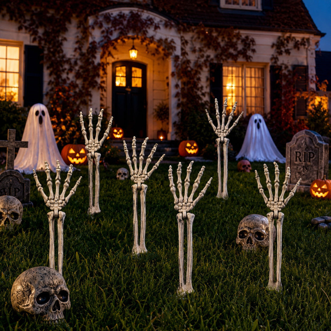 Creepy Halloween decor skeleton tree trunks