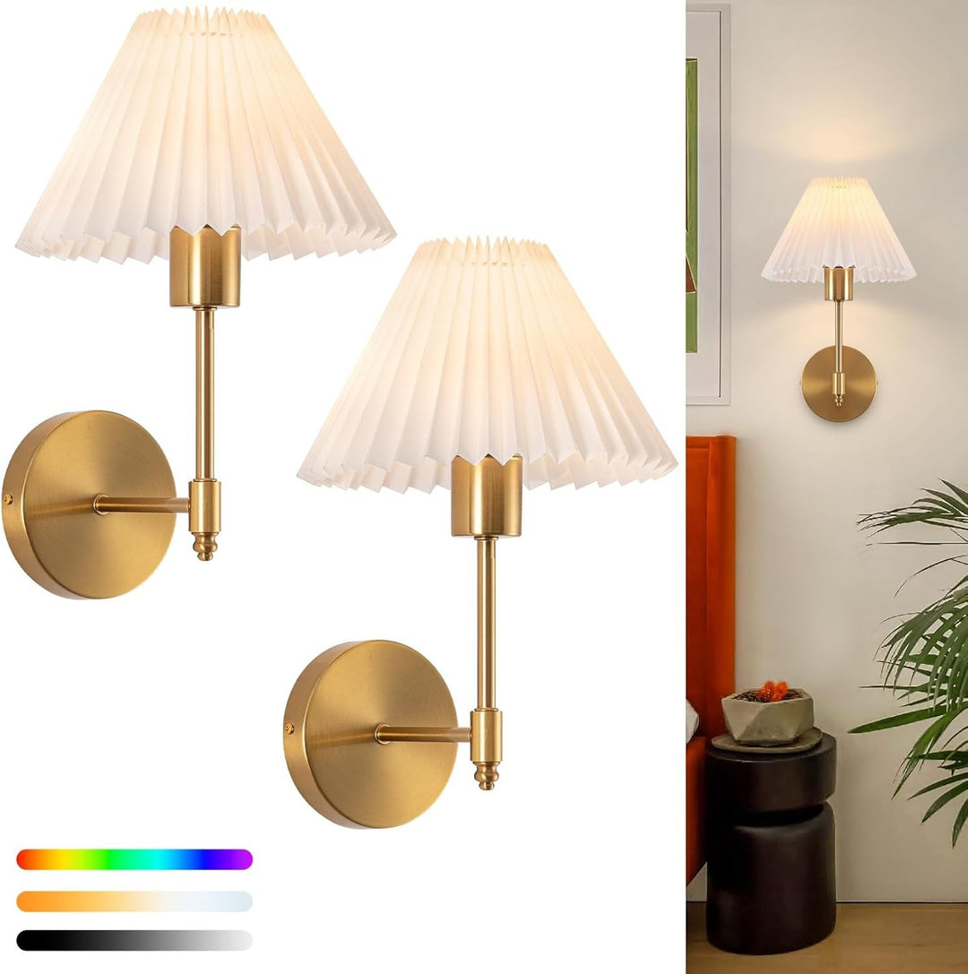 Elegant pleated umbrella wall lamp