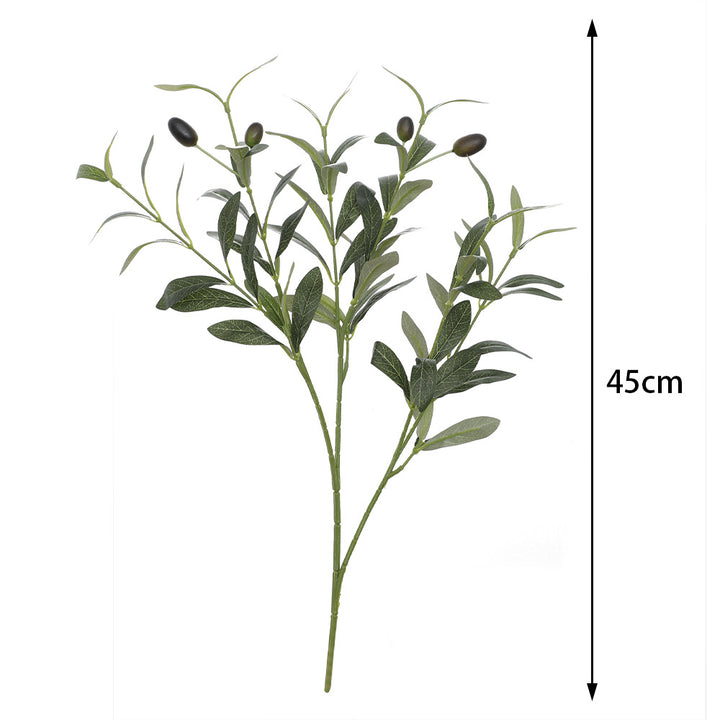 Artificial olive tree branch with detailed leaves and fruits