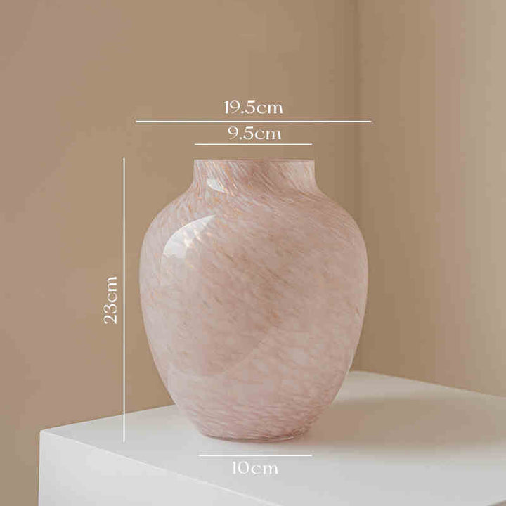 Large Hand-Blown Swirled Glass Decorative Vase