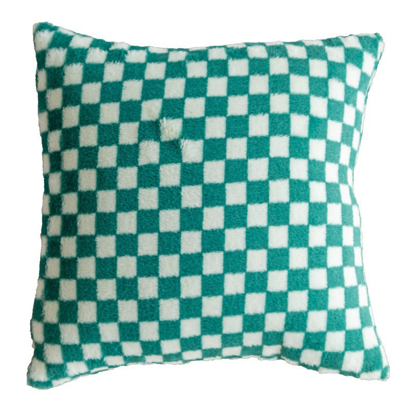 Plush Checkered Throw Pillow