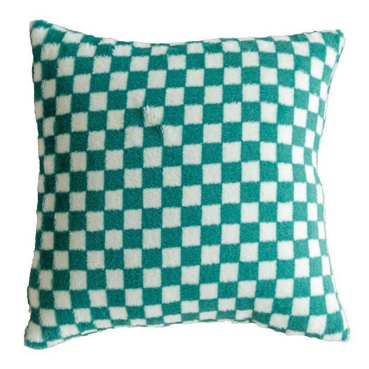 Plush Checkered Throw Pillow