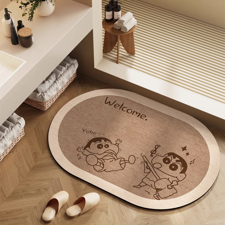 Playful Cartoon Character Bath Mat
