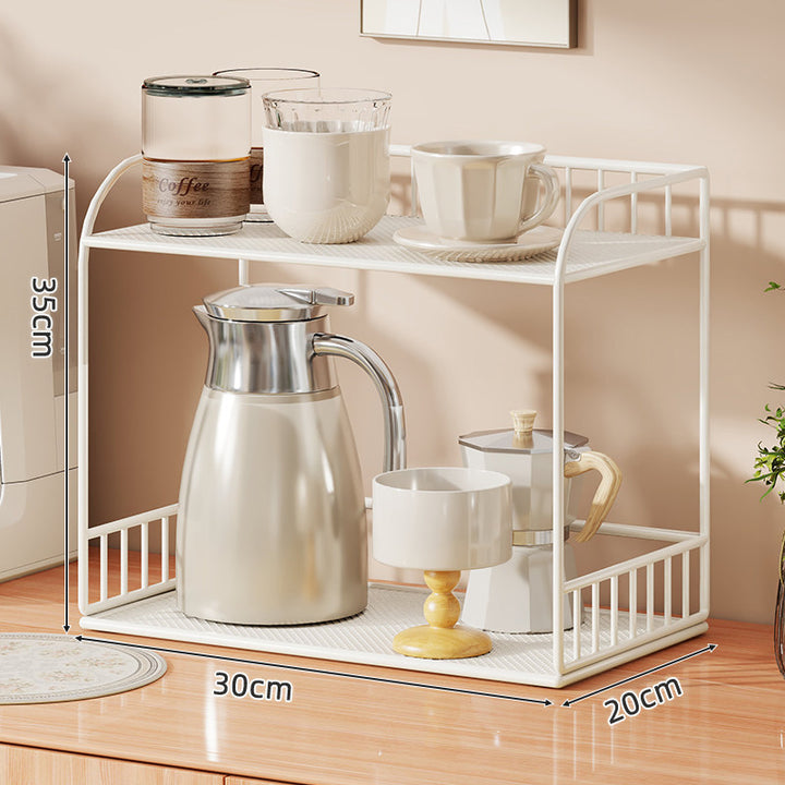 Compact Two-Shelf Mobile Kitchen & Home Service Trolley with Perforated Metal Shelves