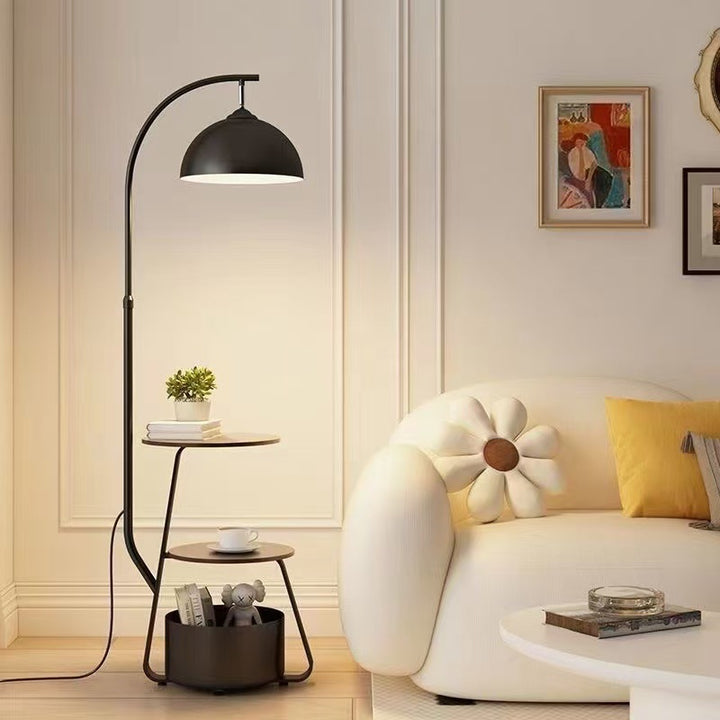 Modern Arc Floor Lamp with Integrated Side Table