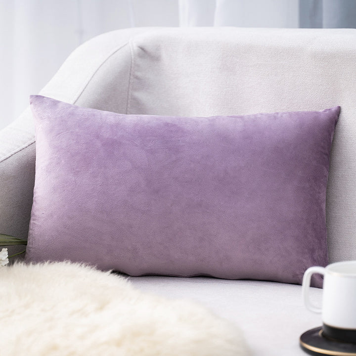 Plush Velvet Lumbar Pillow Cover with Hidden Zipper and Removable Insert Support