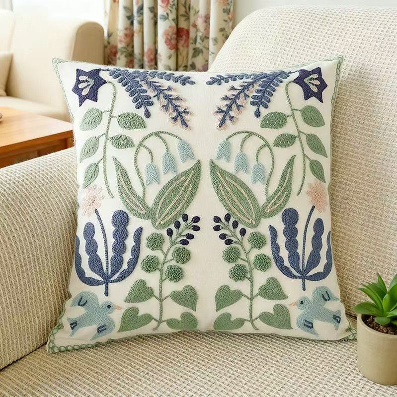 Embroidered Floral Cushion