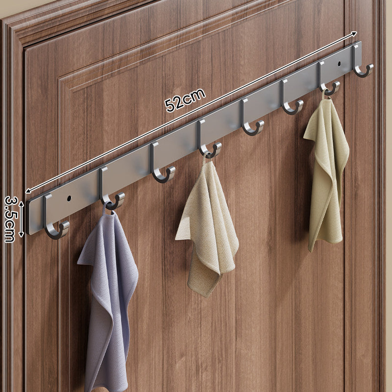 Wall-Mounted Slim Metal Multi-Hook Rack with Curved Hooks and Concealed Mount