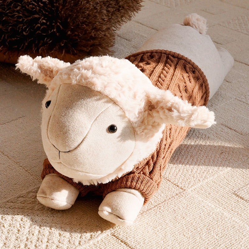 Adorable Plush Sheep-Shaped Decorative Pillow