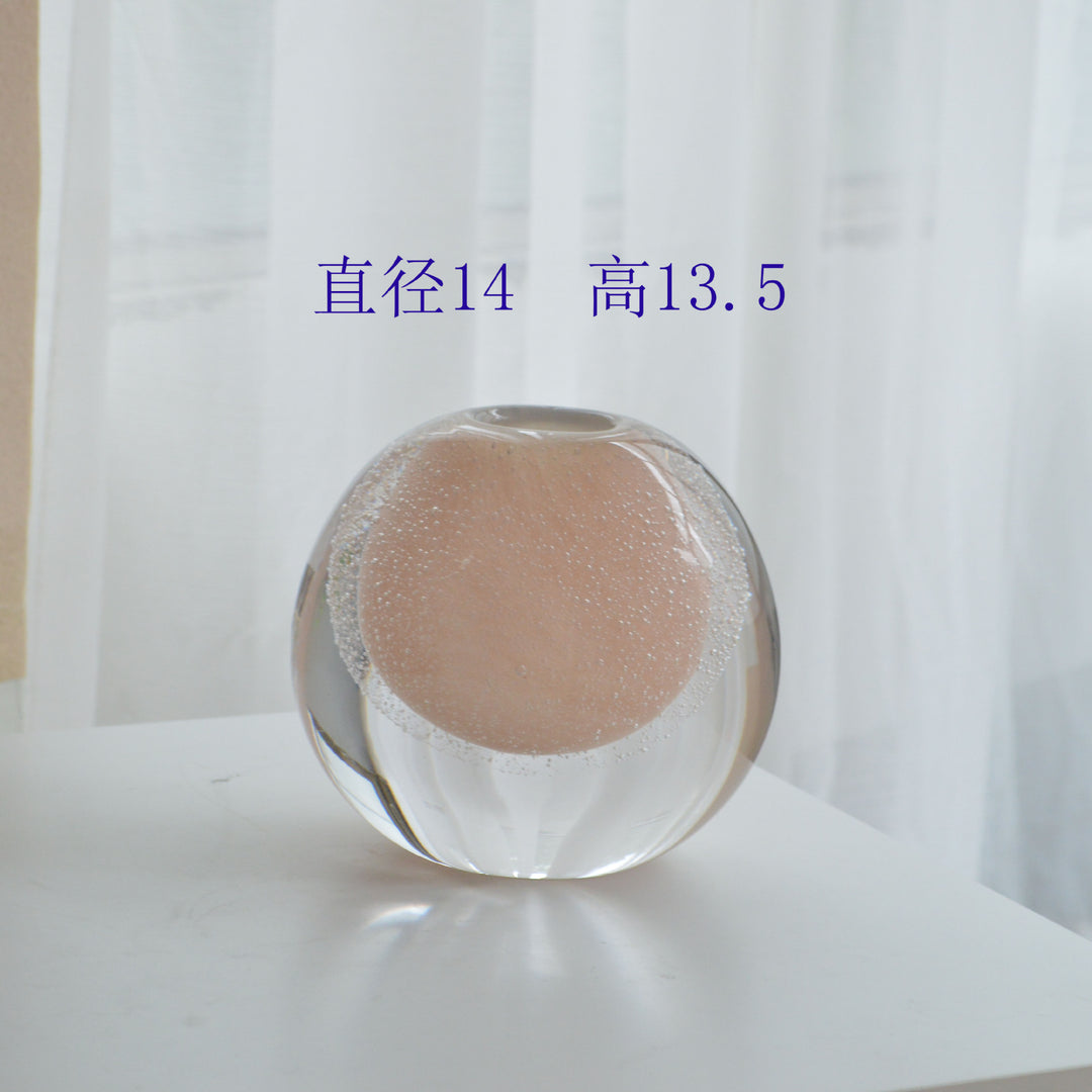 Hand-Blown Bubble-Encased Oval Decorative Glass Bud Vase Set