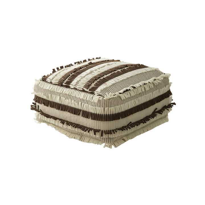 Boho-Pouf floor cushion with textured fringe surface