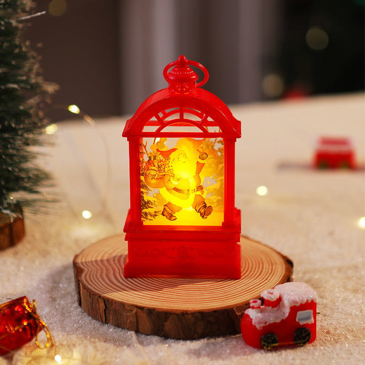 Decorative Christmas lantern with nostalgic Santa motif