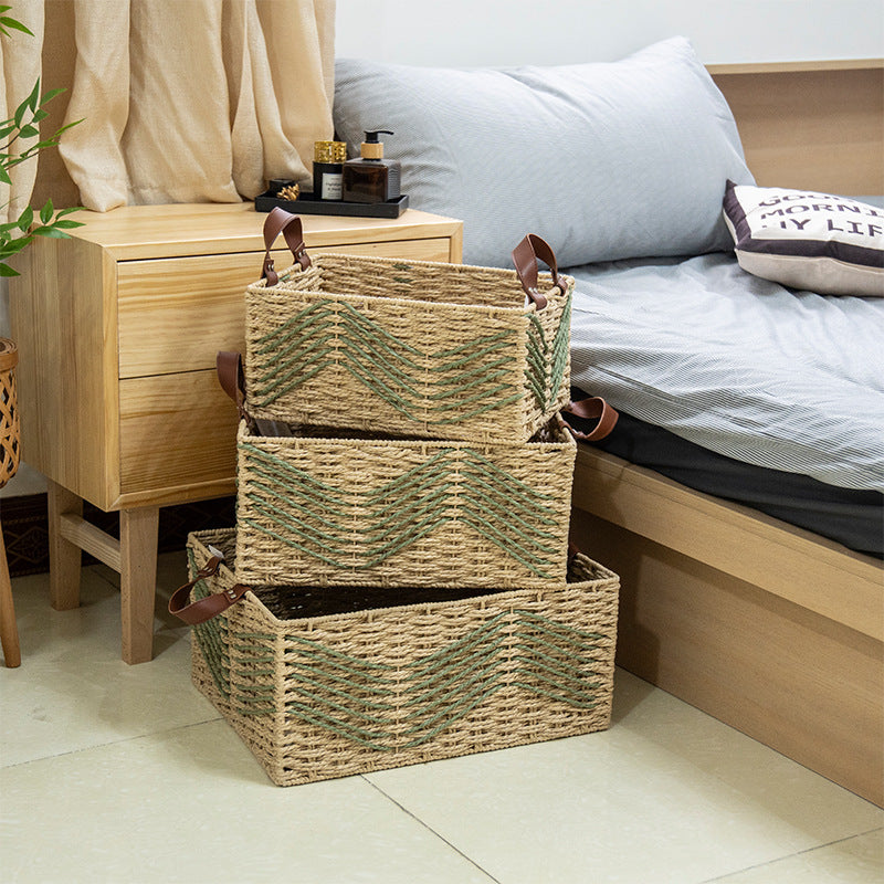 Handmade storage basket made of natural fibers