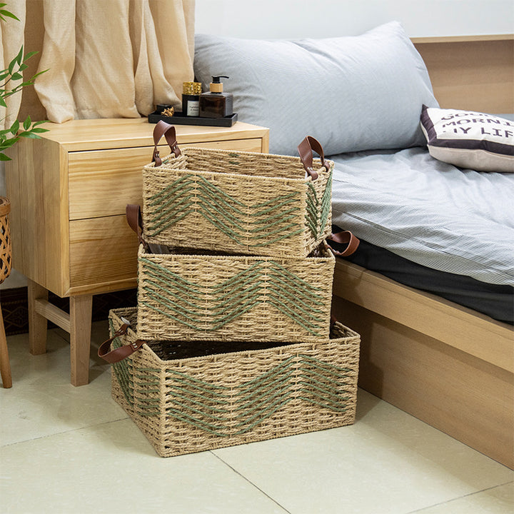 Handmade storage basket made of natural fibers
