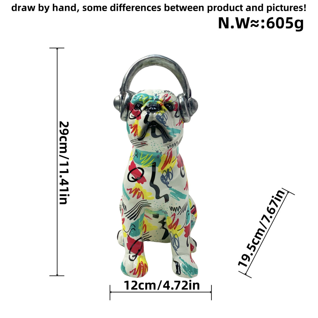 Creative Bulldog Sculpture with Headphones