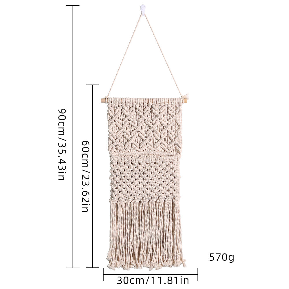 Artistic macrame wall decor with beautiful fringe decoration