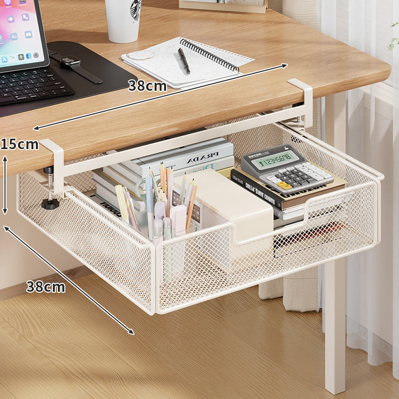 Under-Desk Sliding Mesh Storage Drawer Organizer Clamp-On