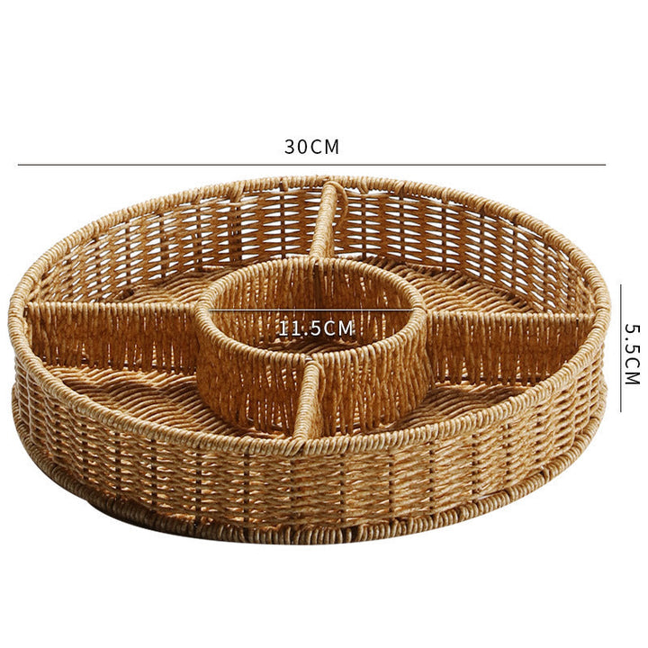 Multi-Sectional Woven Storage Basket