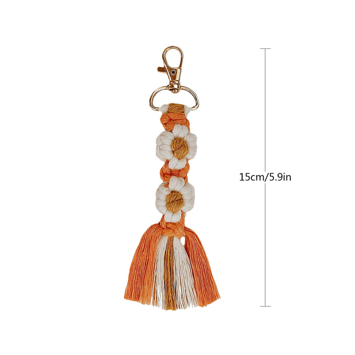 Macrame Keychain Strap with Floral Design
