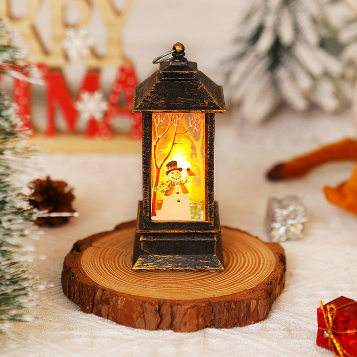 Nostalgic LED Christmas lantern with movable Santa motif
