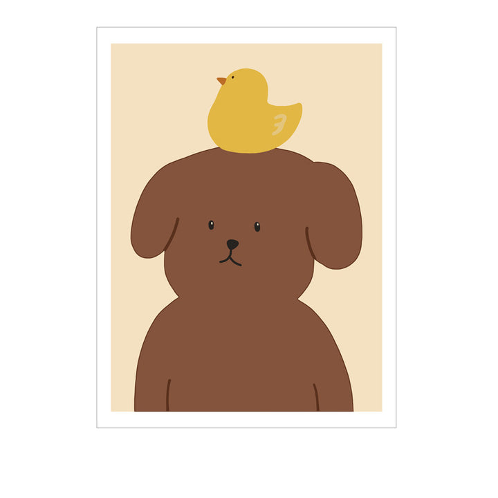 Cute Cartoon Pet-Themed Framed Wall Art