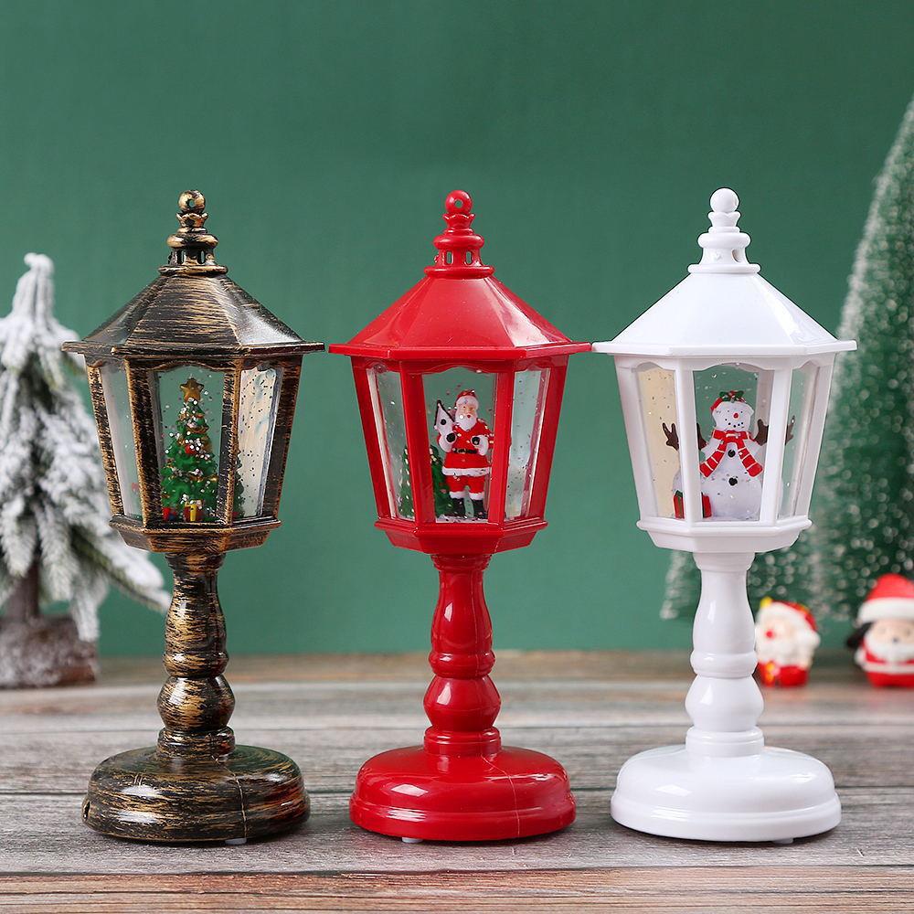 Nostalgic Christmas lantern with moving Santa scene