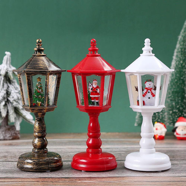 Nostalgic Christmas lantern with moving Santa scene