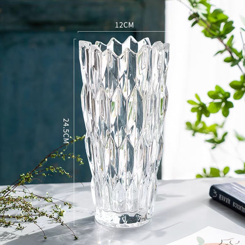 Geometric Cut Crystal Vase