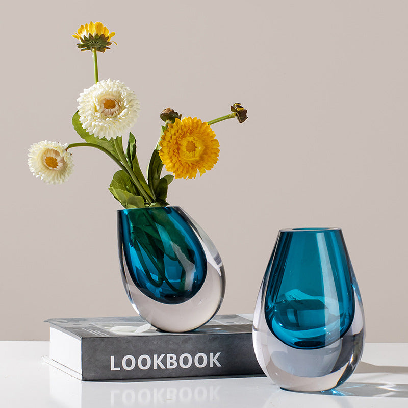 Hand-Blown Teardrop Weighted Glass Bud Vase